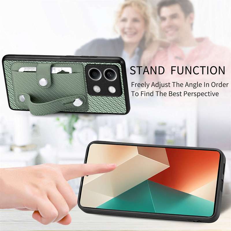 For Xiaomi Redmi Note 13 Wristband Kickstand Card Wallet Back Phone Case with Tool Knife(Black)