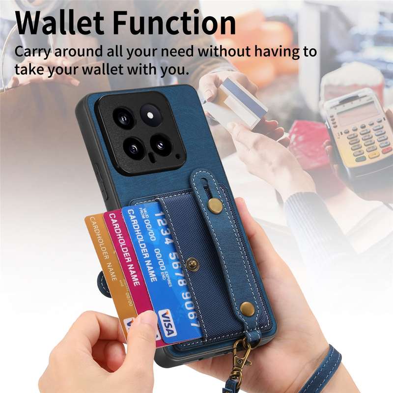For Xiaomi 14 Retro Cross Wristband Wallet Leather Back Phone Case(Black)