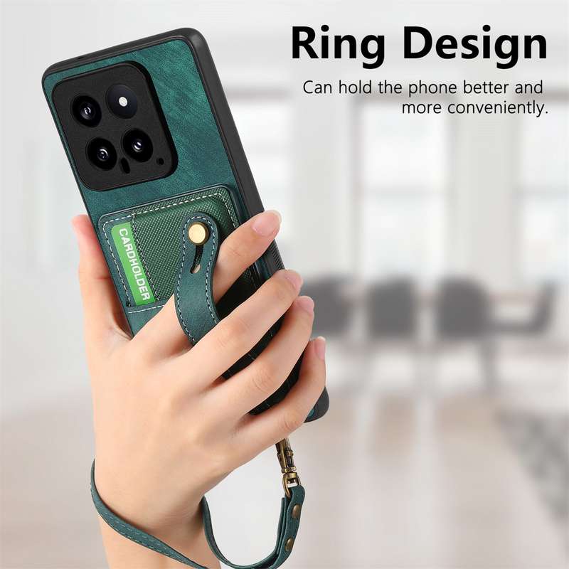 For Xiaomi 14 Retro Cross Wristband Wallet Leather Back Phone Case(Black)