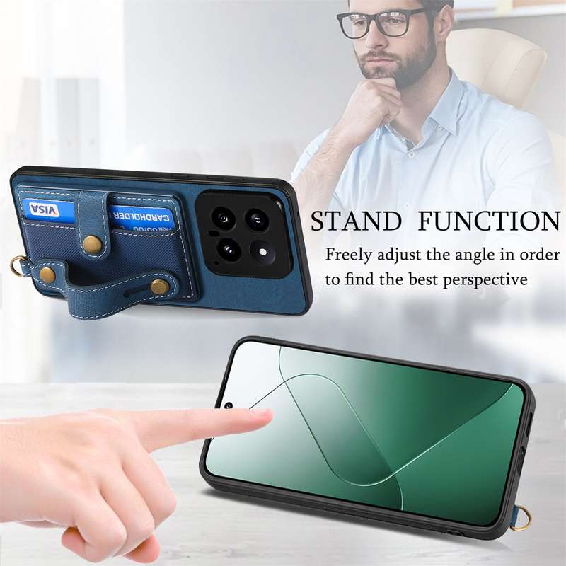 For Xiaomi 14 Retro Cross Wristband Wallet Leather Back Phone Case(Black)