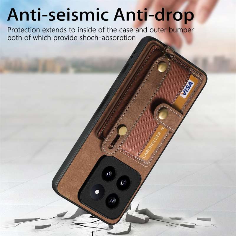 For Xiaomi 14 Pro Retro Cross Wristband Wallet Leather Back Phone Case(Purple)