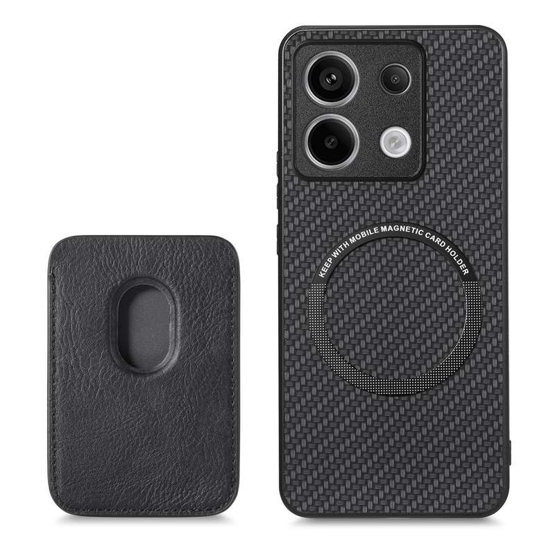 For Xiaomi Redmi Note 13 Pro Carbon Fiber Leather Card Magnetic Phone Case(Black)
