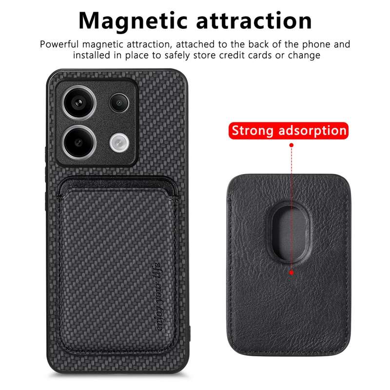For Xiaomi Redmi Note 13 Pro Carbon Fiber Leather Card Magnetic Phone Case(Black)