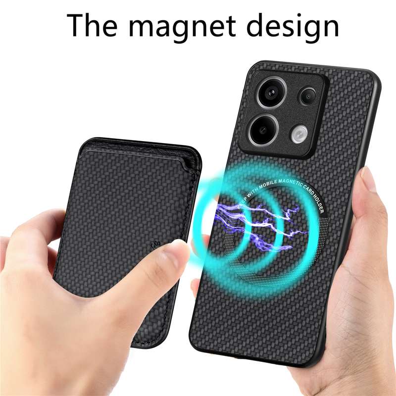 For Xiaomi Redmi Note 13 Pro Carbon Fiber Leather Card Magnetic Phone Case(Black)