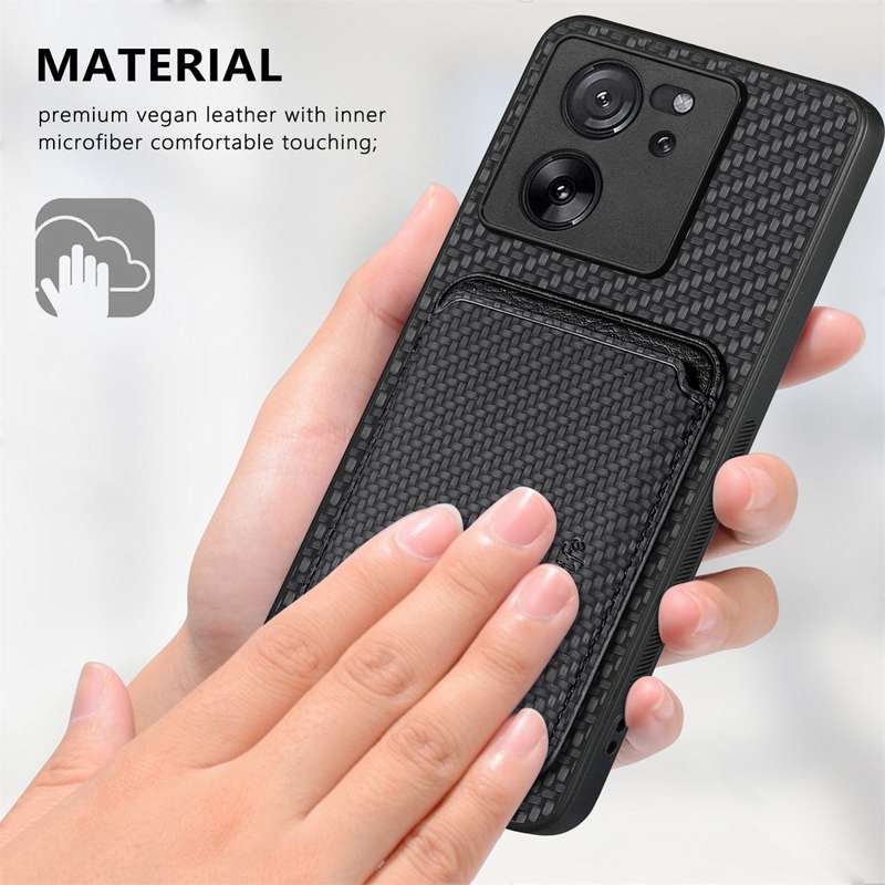 For Xiaomi Redmi Note 13 Pro Carbon Fiber Leather Card Magnetic Phone Case(Black)