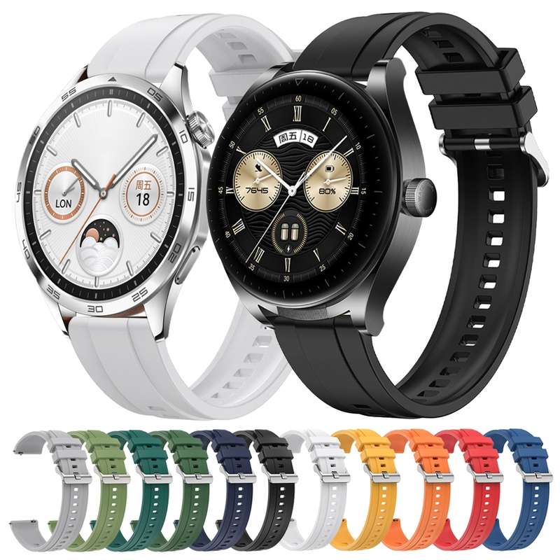 For Huawei Watch GT3 SE / Watch Buds Tire Pattern Silver Buckle Silicone Watch Band(Black)