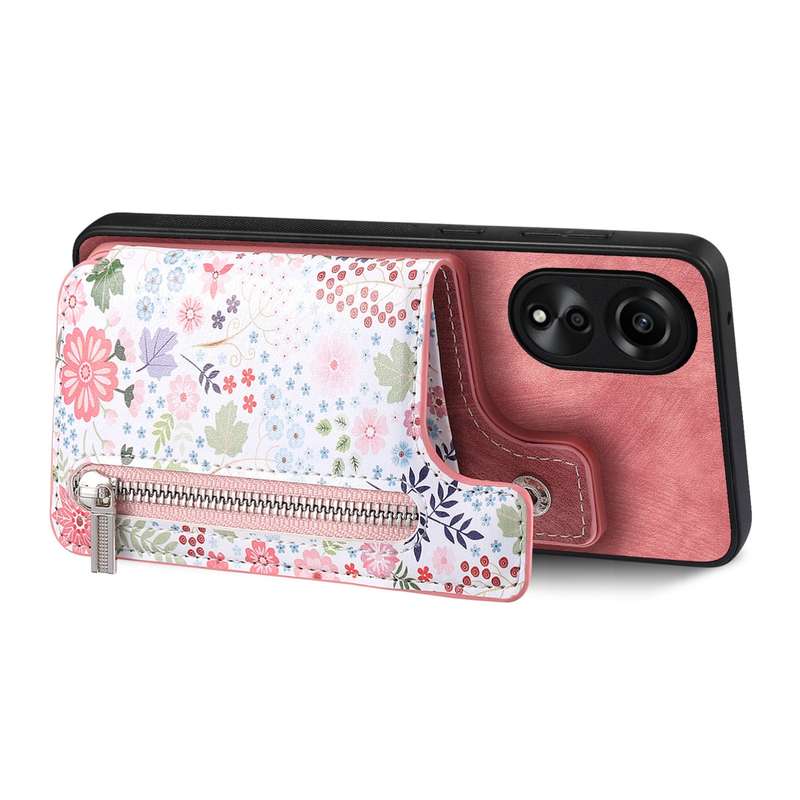 For OPPO Reno7 Z 5G Retro Painted Zipper Wallet Back Phone Case(Blue)