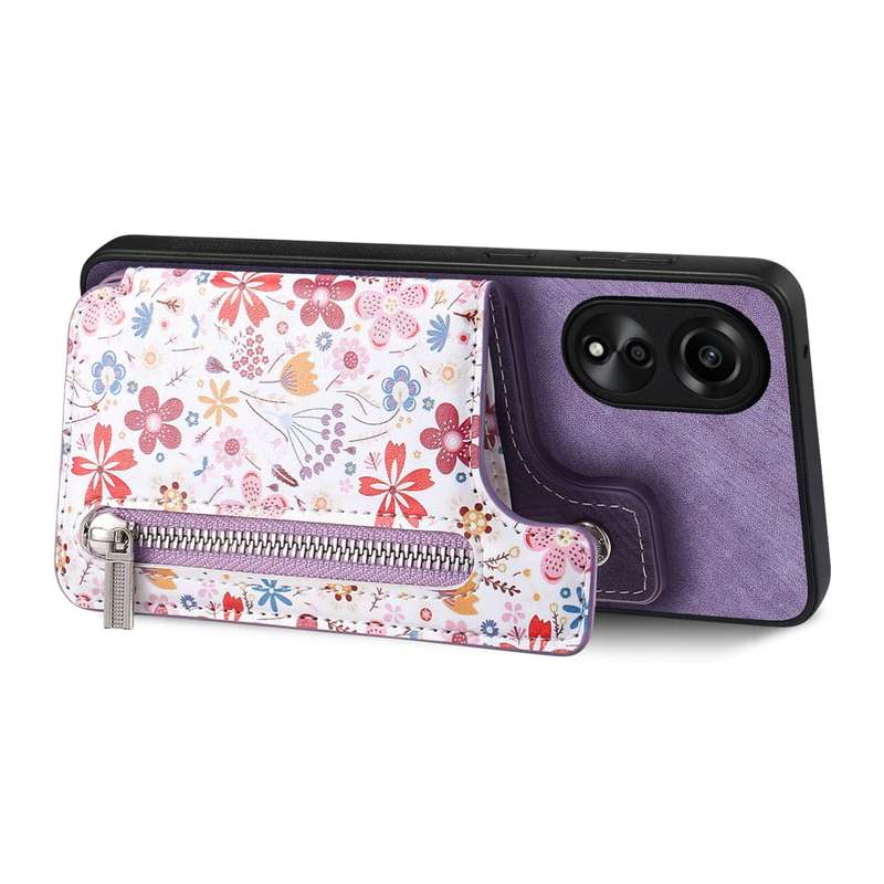 For OPPO Reno7 Z 5G Retro Painted Zipper Wallet Back Phone Case(Blue)