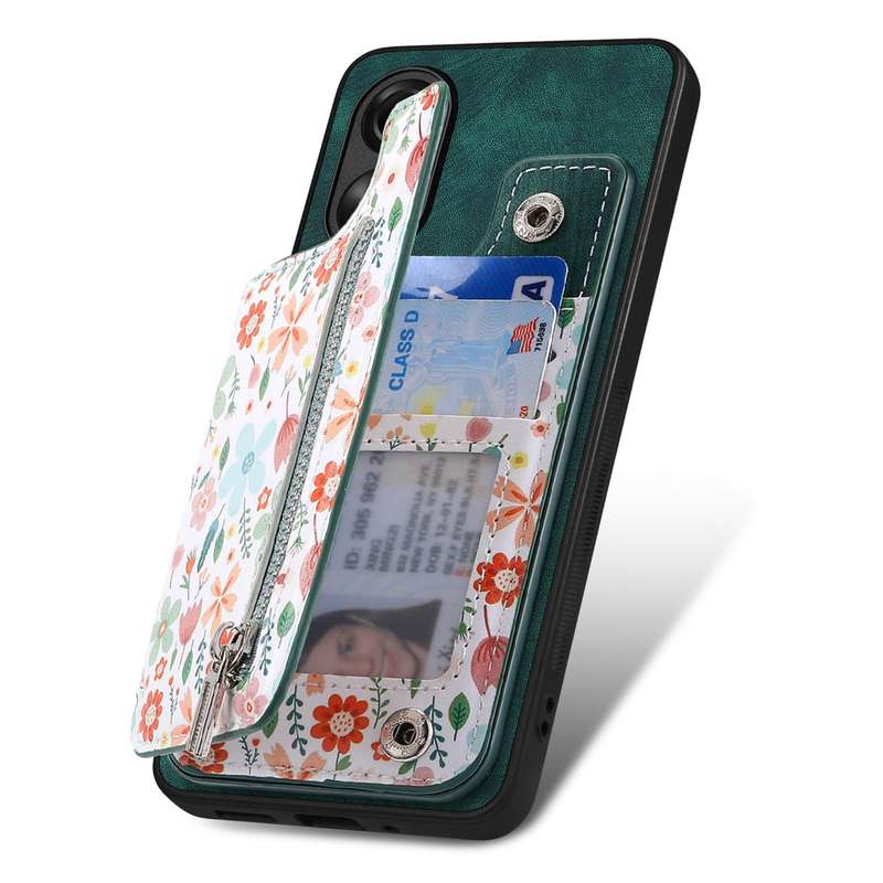 For OPPO Reno7 Z 5G Retro Painted Zipper Wallet Back Phone Case(Blue)