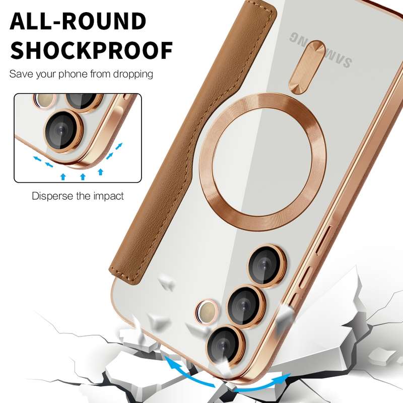 For Samsung Galaxy A55 5G MagSafe Magnetic RFID Anti-theft Leather Phone Case(Brown)