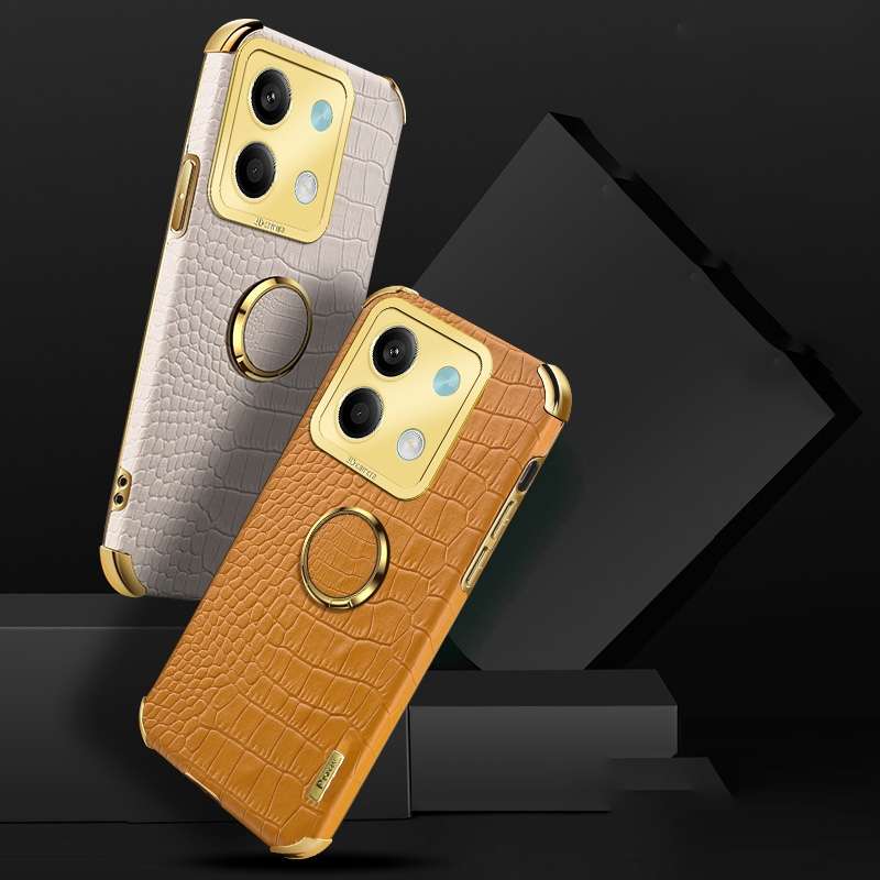 For Xiaomi Redmi Note 13 6D Electroplating Crocodile Texture Leather Back Phone Case with Holde