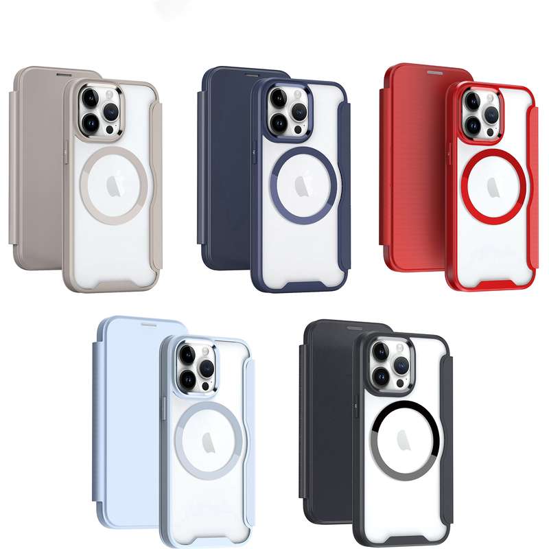 For iPhone 16 Pro MagSafe RFID Blocking Adsorption Flip Leather Phone Case(Purple)