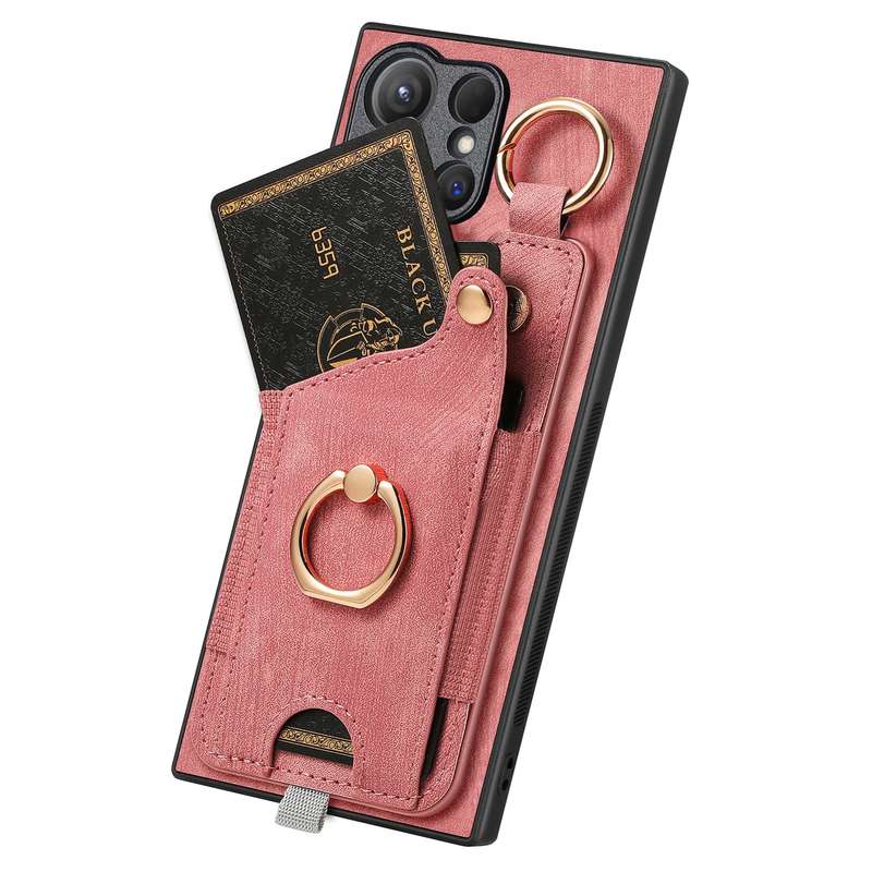For Samsung Galaxy A53 5G Retro Skin-feel Ring Card Bag Phone Case with Hang Loop(Brown)