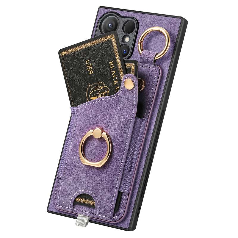For Samsung Galaxy A53 5G Retro Skin-feel Ring Card Bag Phone Case with Hang Loop(Brown)