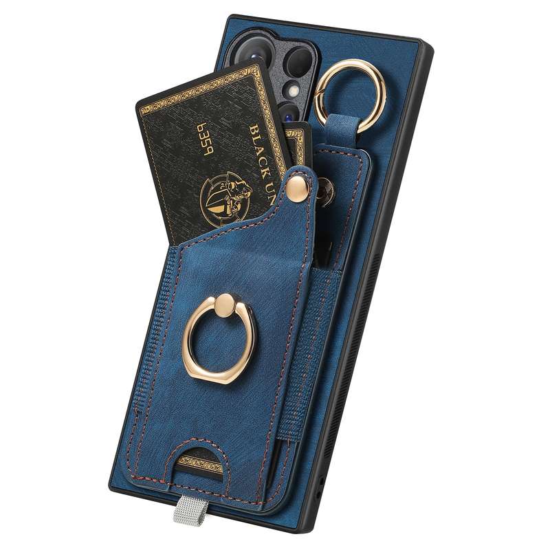For Samsung Galaxy A53 5G Retro Skin-feel Ring Card Bag Phone Case with Hang Loop(Brown)