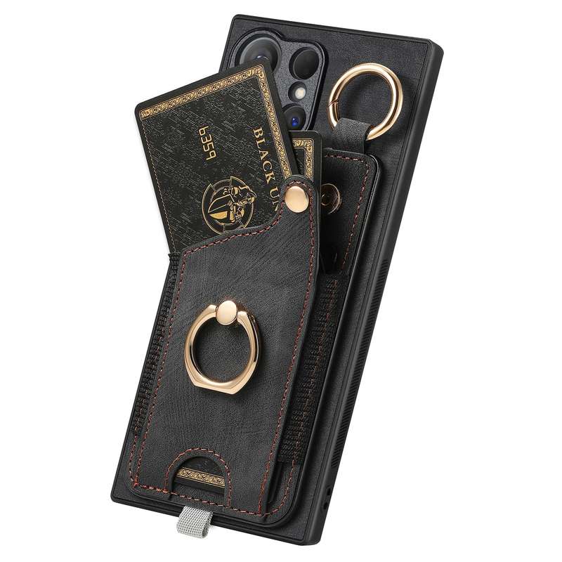 For Samsung Galaxy A53 5G Retro Skin-feel Ring Card Bag Phone Case with Hang Loop(Brown)