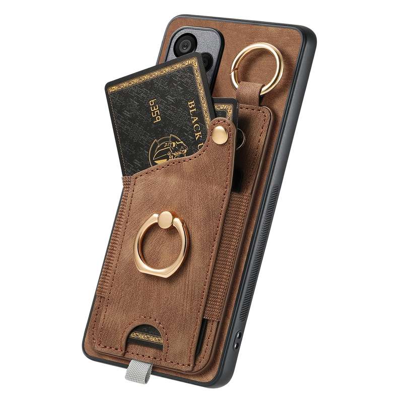 For Samsung Galaxy A73 5G Retro Skin-feel Ring Card Bag Phone Case with Hang Loop(Blue)