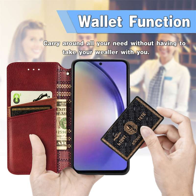 For Samsung Galaxy A55 5G Cubic Grid Pressed Magnetic Leather Phone Case(Grey)