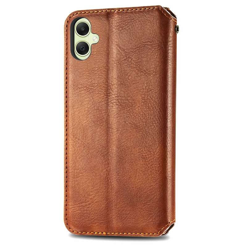 For Samsung Galaxy A05 4G Cubic Grid Pressed Magnetic Leather Phone Case(Brown)