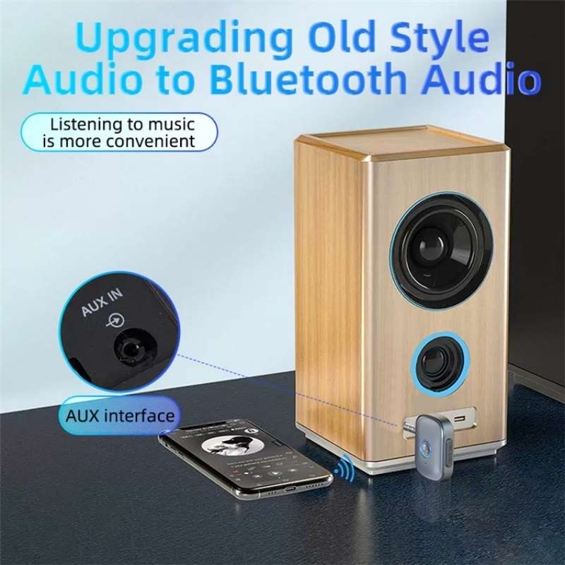 Portable Mini BT 5.3 Receiver Car Audio Adapter Hands-Free AUX Car Bluetooth Receiver