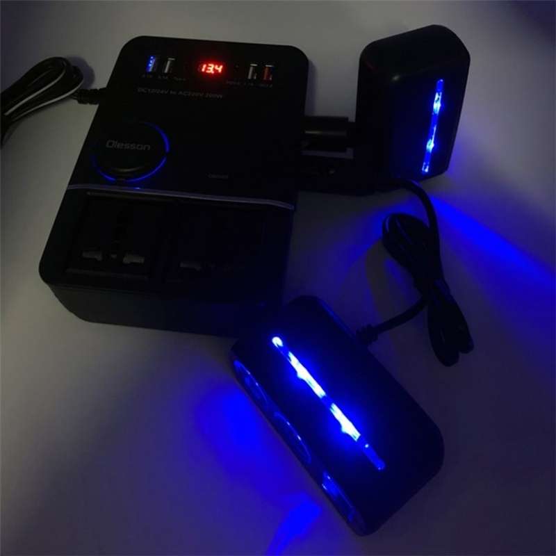 USB+Type-C to 220V QC3.0 200W Power Socket Cigarette Lighter Car Power Inverter