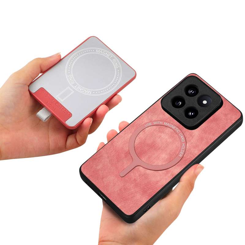 For Xiaomi  14 Pro Retro Splitable Magnetic Card Bag Leather Phone Case(Pink)