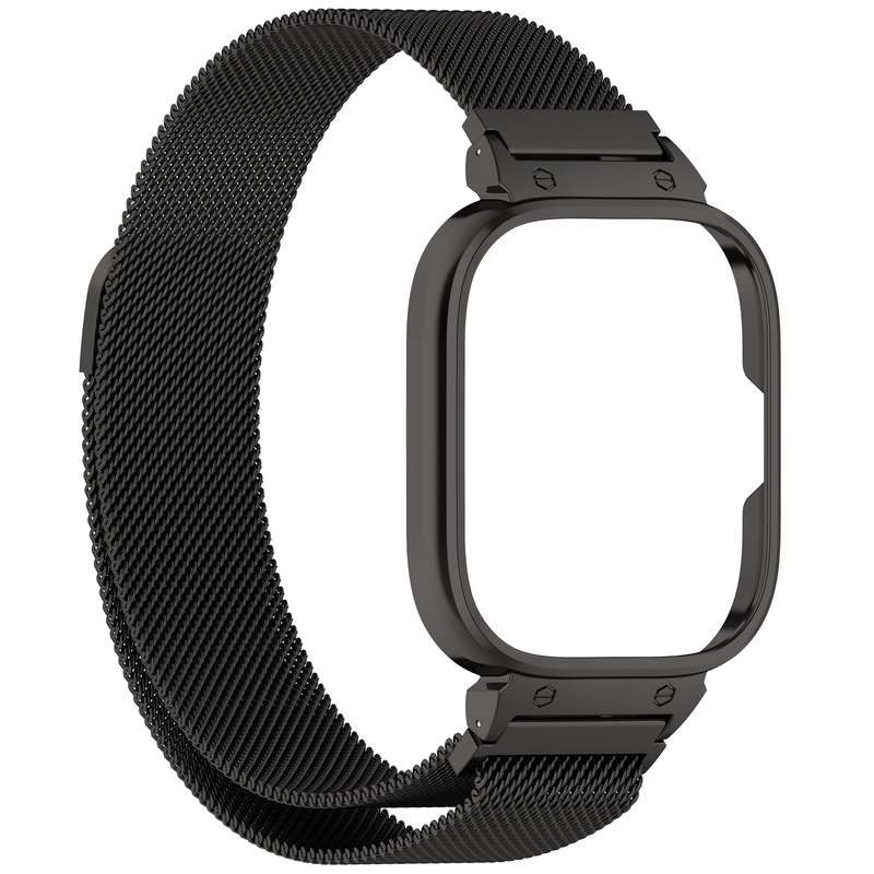 For Redmi Watch 4 Milan Magnetic Steel Mesh Watch Band + Watch Metal Frame(Silver)