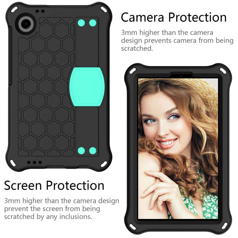 For Blackview Tab 60 8.7 2023 Honeycomb EVA Hybrid PC Tablet Case with Strap(Rose Red+Black)