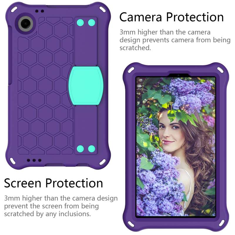 For Blackview Tab 60 8.7 2023 Honeycomb EVA Hybrid PC Tablet Case with Strap(Rose Red+Black)
