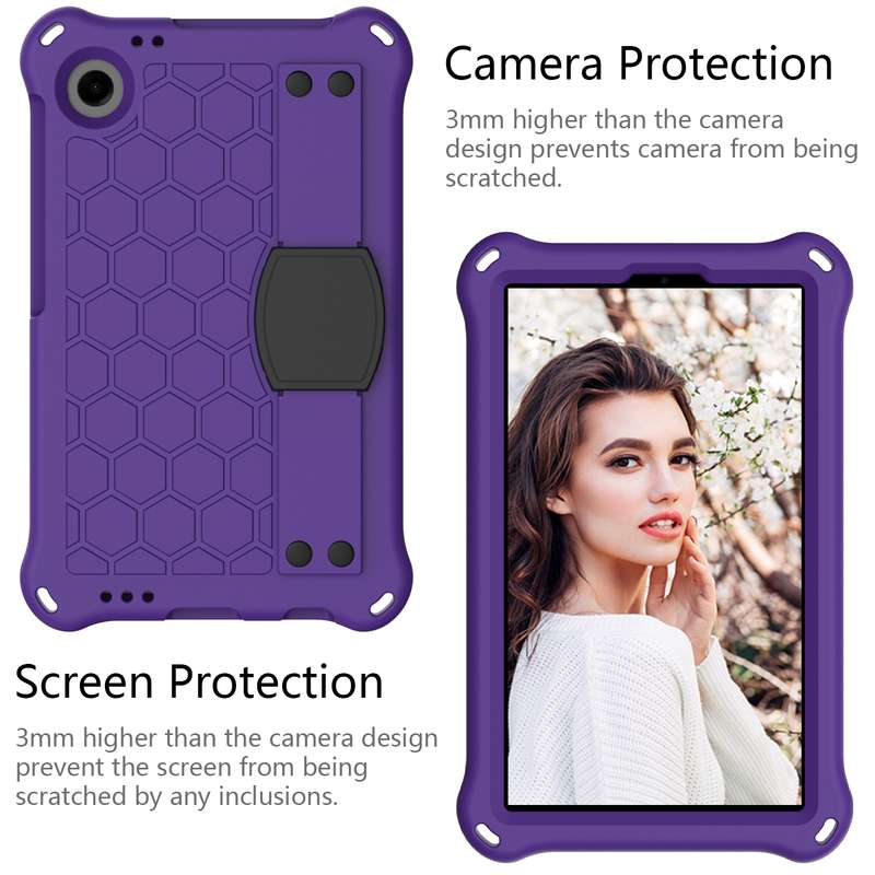 For Blackview Tab 60 8.7 2023 Honeycomb EVA Hybrid PC Tablet Case with Strap(Rose Red+Black)
