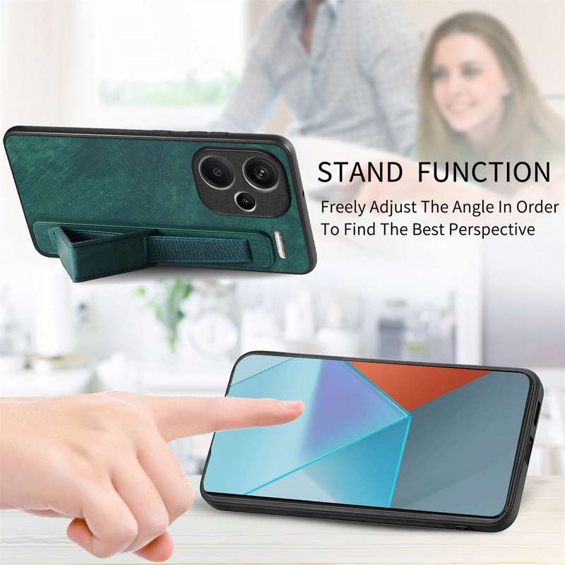 For Xiaomi Redmi Note 13 Pro+ Retro Wristband Holder Leather Back Phone Case(Brown)