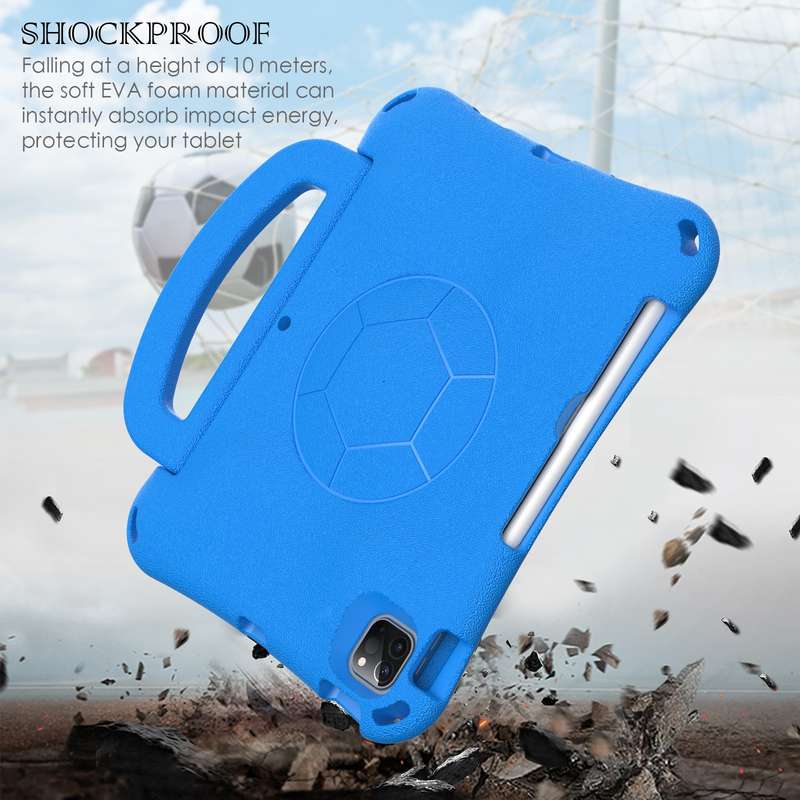 For iPad Pro 11 2024 Handle Football Shaped EVA Shockproof Tablet Case(Blue)