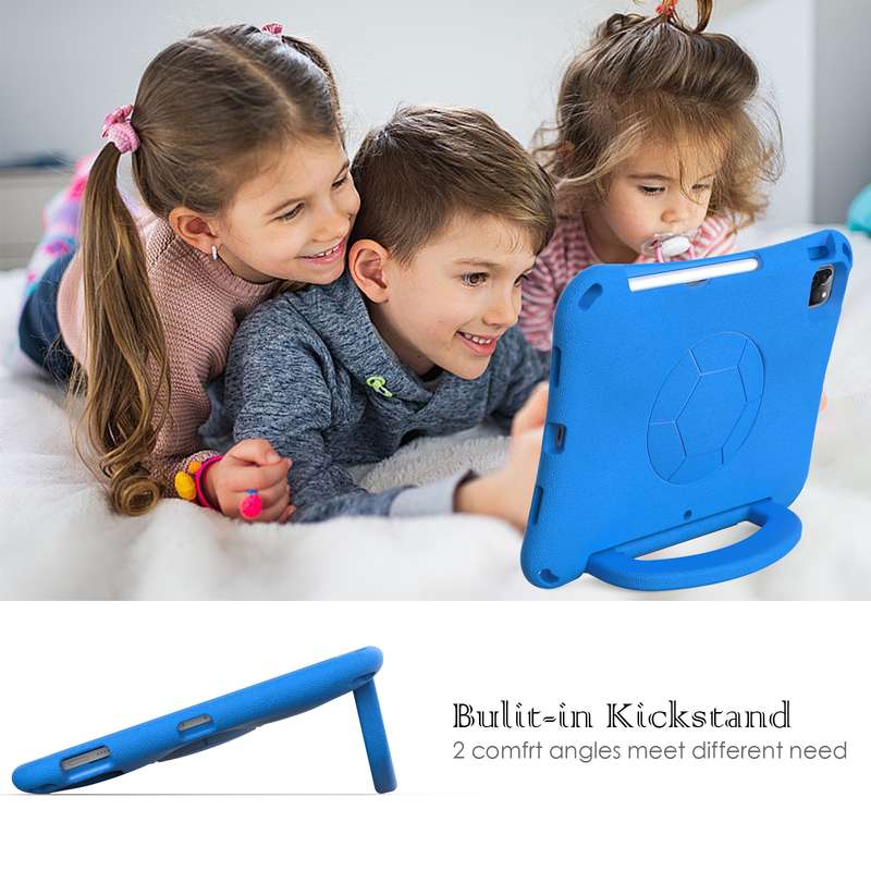 For iPad Pro 11 2024 Handle Football Shaped EVA Shockproof Tablet Case(Blue)
