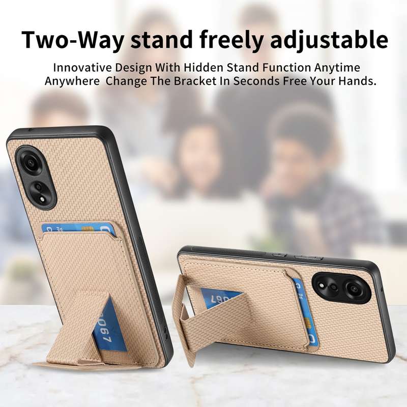 For OPPO A79 5G Carbon Fiber Card Bag Fold Stand Phone Case(Black)