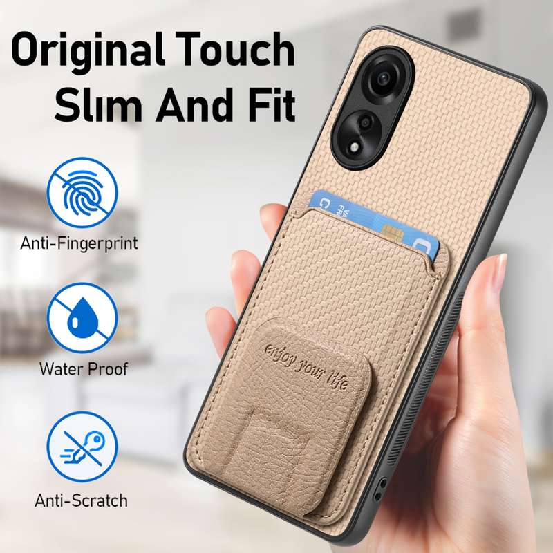 For OPPO A79 5G Carbon Fiber Card Bag Fold Stand Phone Case(Black)