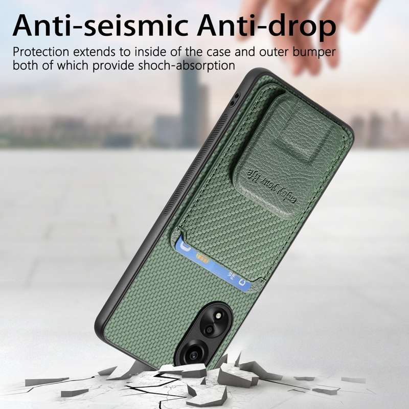 For OPPO A79 5G Carbon Fiber Card Bag Fold Stand Phone Case(Black)