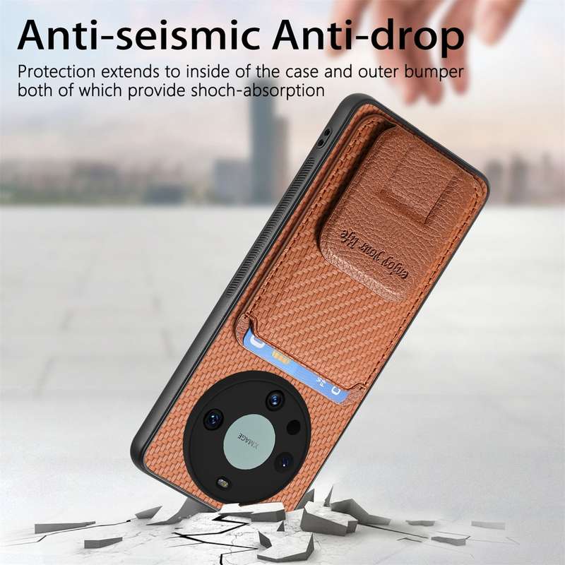 For Honor Magic4 Pro Carbon Fiber Card Bag Fold Stand Phone Case(Black)