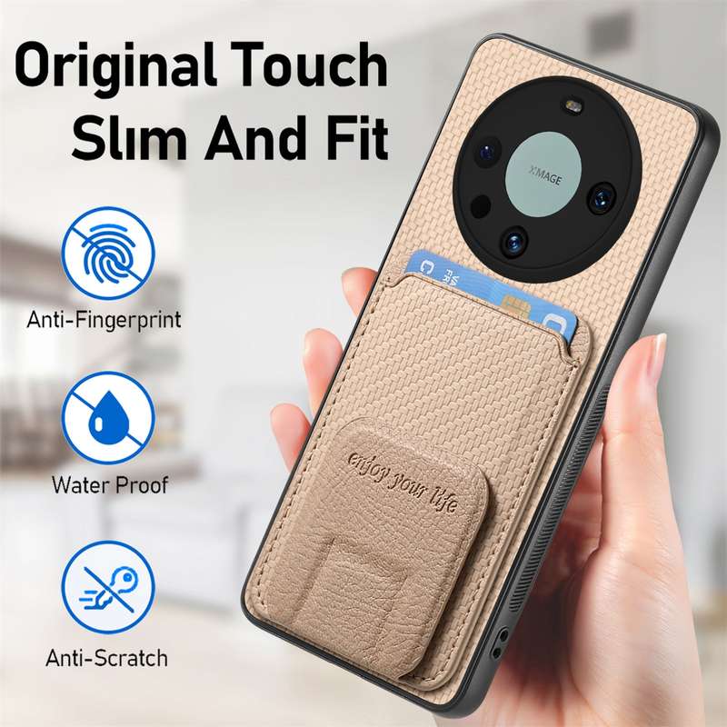For Honor Magic4 Pro Carbon Fiber Card Bag Fold Stand Phone Case(Black)