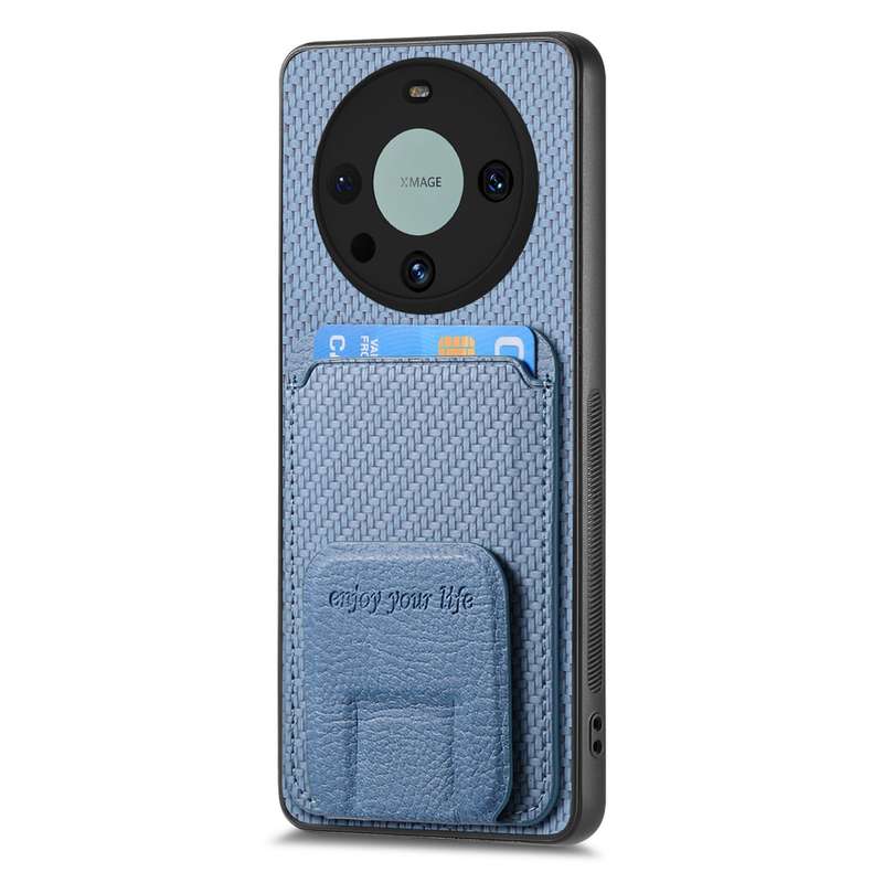 For Honor X9A Carbon Fiber Card Bag Fold Stand Phone Case(Green)