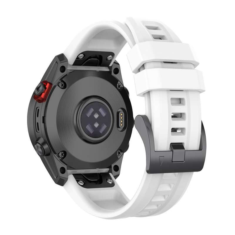 For Garmin Descent G1 / G1 Solar Solid Color Black Buckle Silicone Quick Release Watch Band(Whi