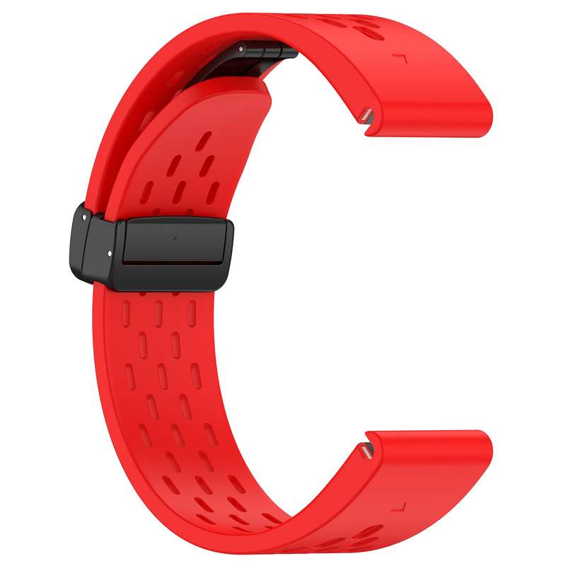 For Garmin Instinct 2 / Instinct 22mm Holes Magnetic Folding Buckle Silicone Watch Band(Red)