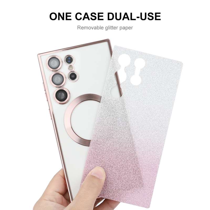 For Samsung Galaxy S24 Ultra 5G ENKAY Hat-Prince Magnetic Glitter Plated TPU Phone Case with Lens Fi