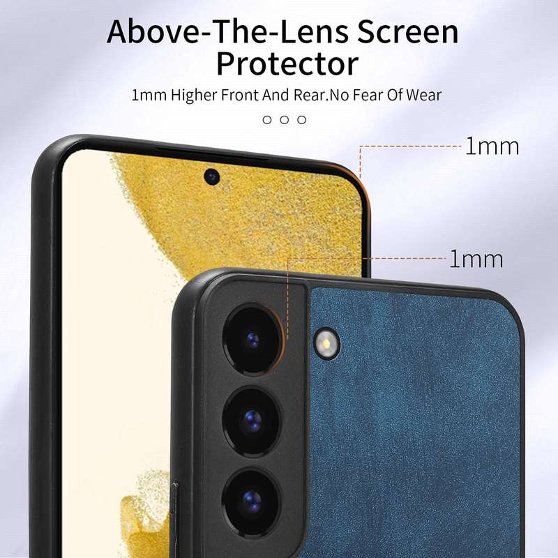 For Samsung Galaxy S22 5G Retro Skin-feel Ring Card Wallet Phone Case(Blue)