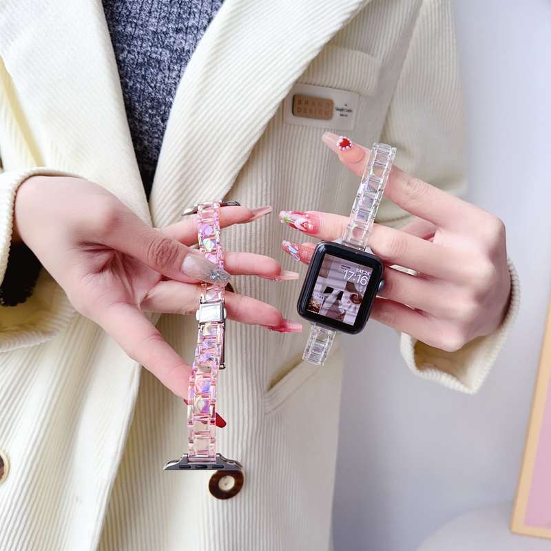 For Apple Watch Series 8 41mm Laser PC Colorful 12mm Slim Watch Band(Transparent)