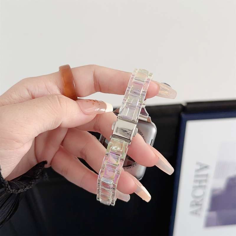 For Apple Watch Series 3 42mm Laser PC Colorful 20mm Slim Watch Band(Transparent)