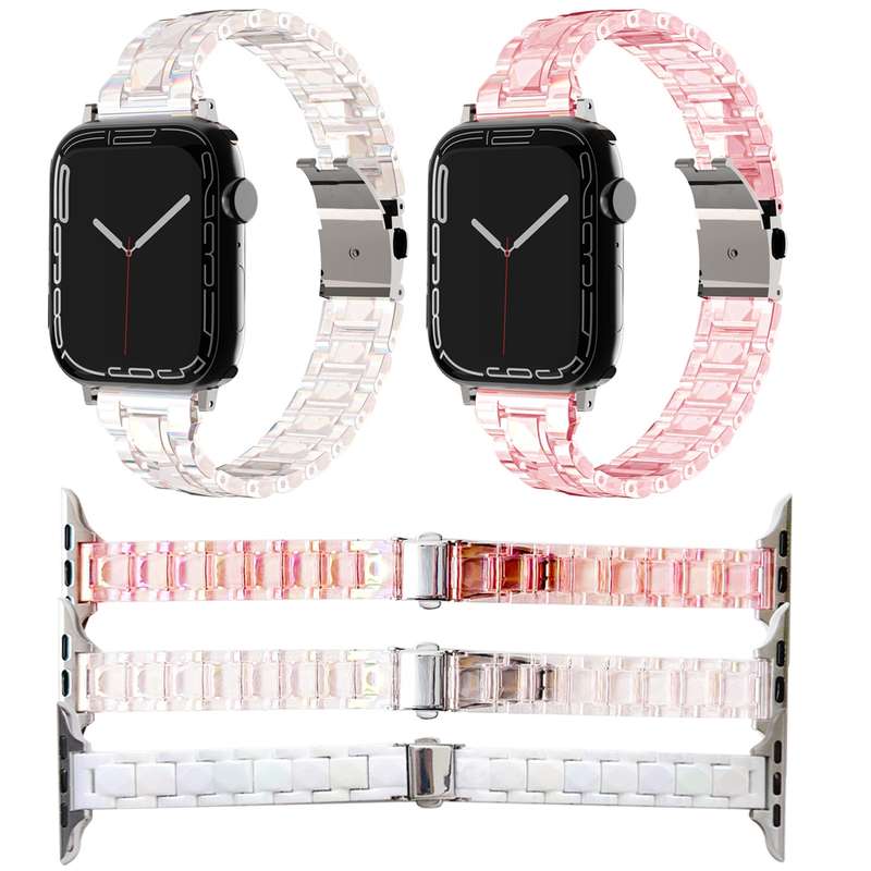 For Apple Watch SE 2023 44mm Laser PC Colorful 20mm Slim Watch Band(White)
