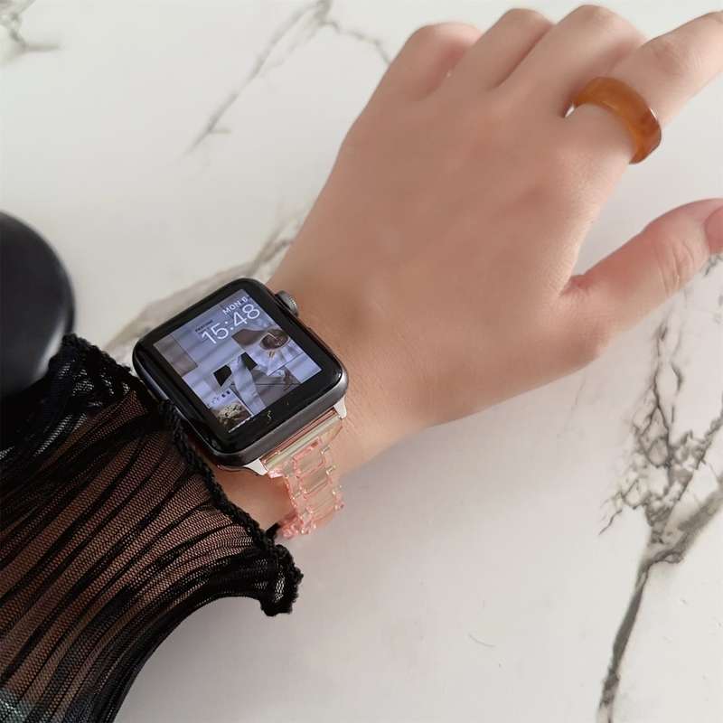 For Apple Watch SE 2023 44mm Laser PC Colorful 20mm Slim Watch Band(White)