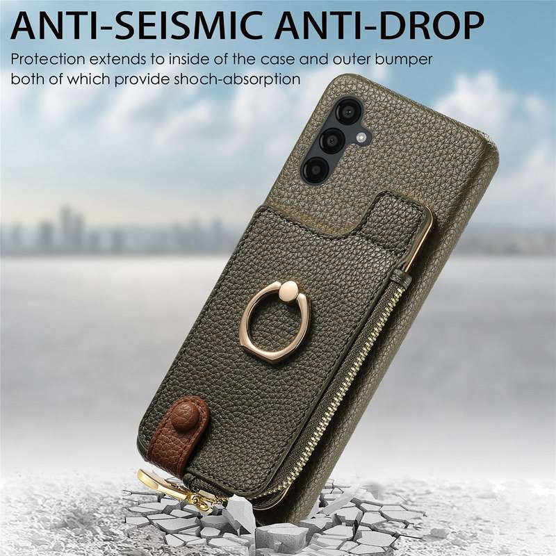 For Samsung Galaxy A24 Litchi Leather Oil Edge Ring Zipper Wallet Back Phone Case(Green)
