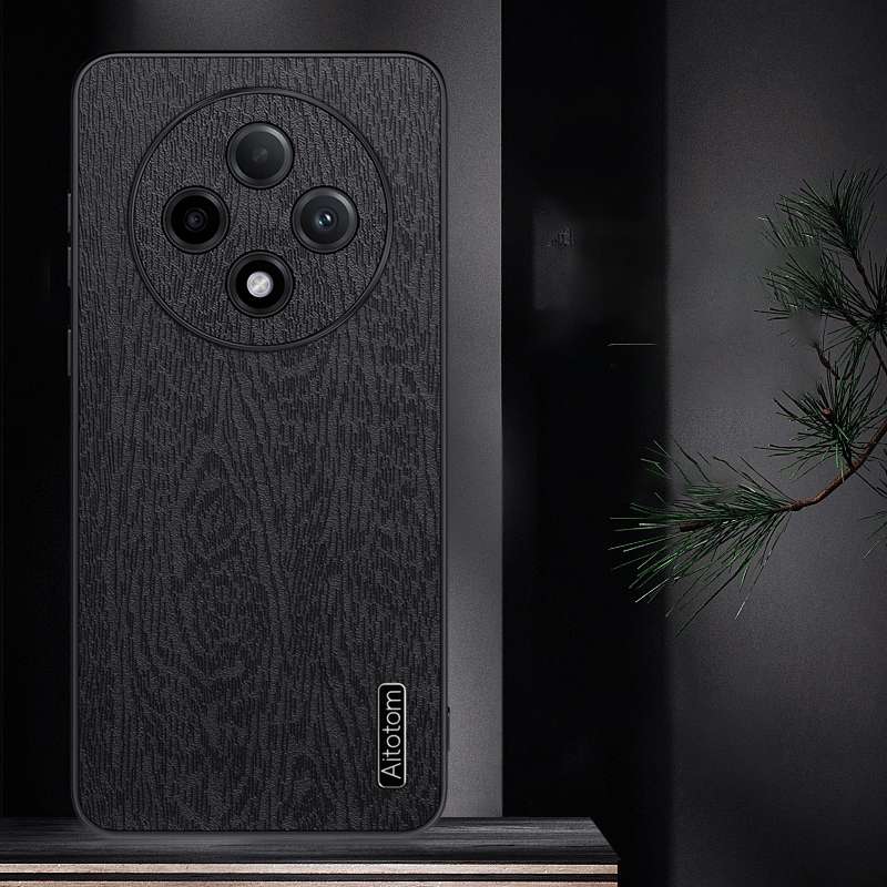 For OPPO A3 Pro Tree Bark Leather Shockproof Phone Case(Black)