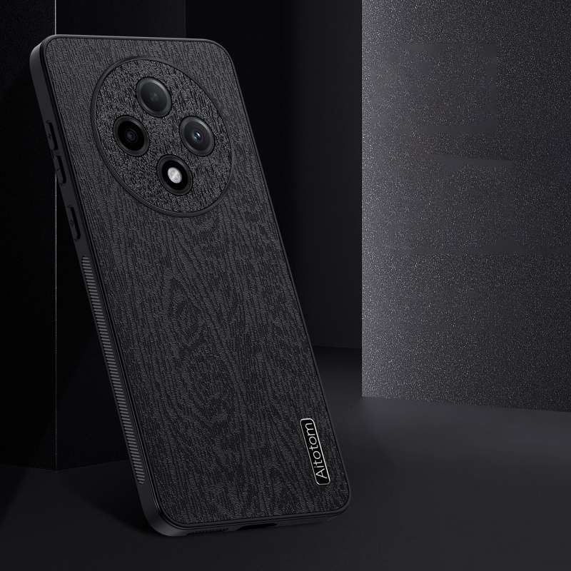 For OPPO A3 Pro Tree Bark Leather Shockproof Phone Case(Black)